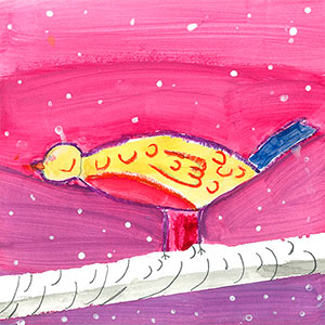 Colourful bird on a branch - Art - Christmas Cards - Creation Art Cards