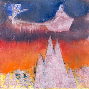 Abstract Reindeer flying over mountains - Art - Christmas Cards - Creation Art Cards