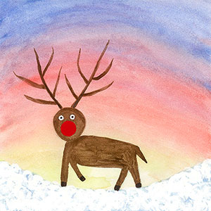  Reindeer Rainbow Sky - Art - Christmas Cards - Creation Art Cards
