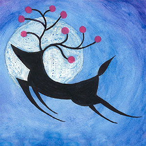 Leaping Reindeer - Art - Christmas Cards - Creation Art Cards