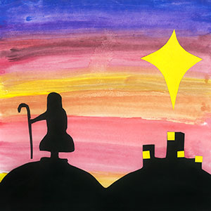 Shepard with Crook in Silhouette - Art - Christmas Cards - Creation Art Cards