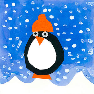 Penguin in an orange hat - Creation Art Cards