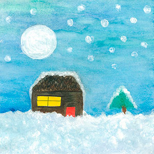 Snowy Cottage - Creation Art Cards