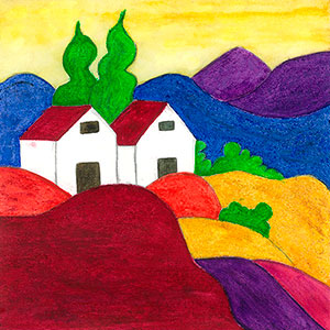 Colourful Italian Tuscan Home - Creation Art Cards