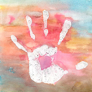 Hand Print - Wax Resist - School Art Card Project - Creation Art Cards
