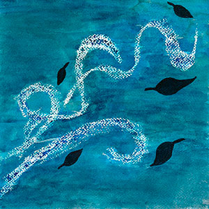 Blowing Leaves - Wax Resist - School Art Card Project - Creation Art Cards