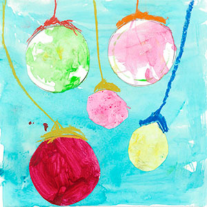 Christmas Baubles - Collage & Paint - School Christmas Card Project - Creation Art Cards