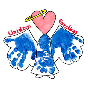Angel - Handprint Painting - School Christmas Card Project - Creation Art Cards