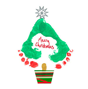 Christmas Tree - Footprint Painting - School Christmas Card Project - Creation Art Cards