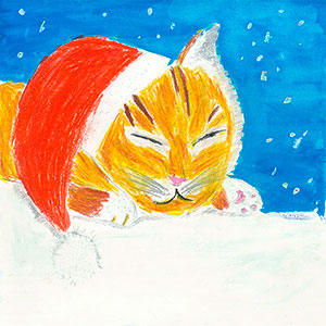 Cat in Christmas Hat - School Christmas Card Project - Creation Art Cards