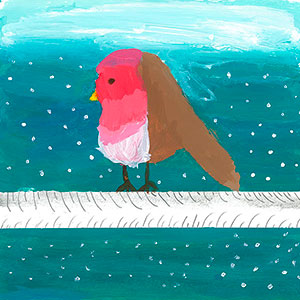 Robin on a Branch - School Christmas Card Project - Creation Art Cards