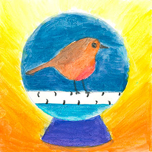 Christmas Robin Snow Globe - School Christmas Card Project - Creation Art Cards