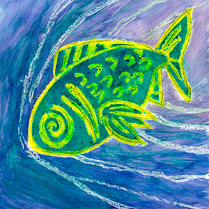Fish - Wax Resist - School Art Card Project - Creation Art Cards