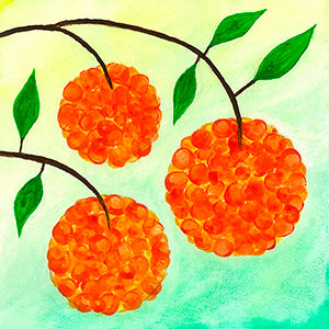 Oranges - Fingerprint Painting - School Recipe Book Project - Creation Art Cards
