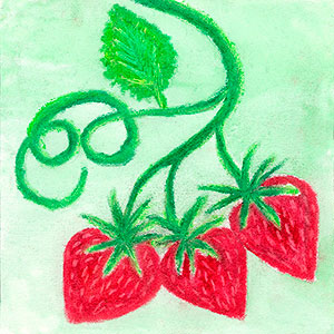 Strawberries - Wax & Watercolours  - School Recipe Book Project - Creation Art Cards