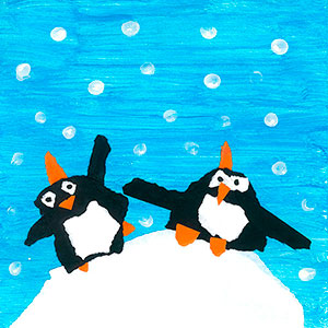 Penguins on a Snowy Mountain - Personalised Christmas Card Home Project
