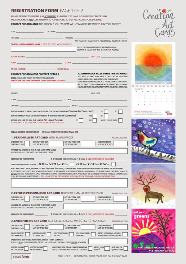 Projects Registration Creation Art Cards 2015