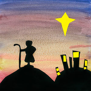 Shepard with Crook Silhouette - School Christmas Card Project 
