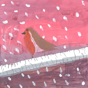 Robin on a Tree Branch - Fundraising School Christmas Cards