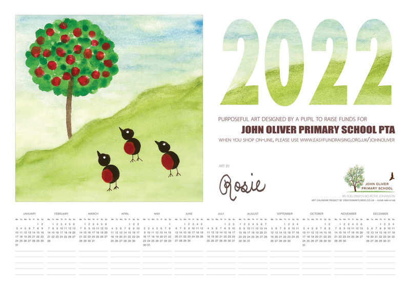 Personalised Year-To-View Fundraising School Calendar 